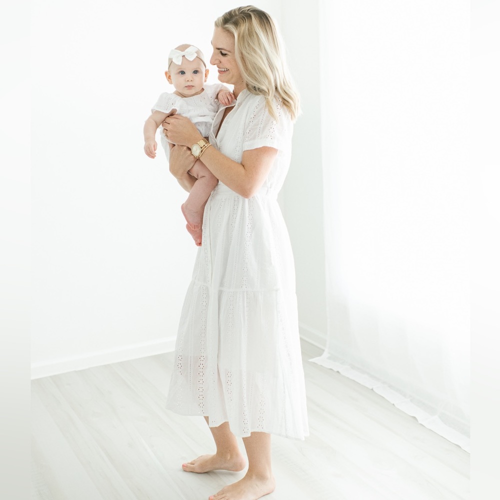Lost + Wander White Eyelet Midi Dress Size Small